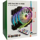 Inter-Tech Argus RGB-Fan Set RS-14 140x140x25, Gehäuselüfter schwarz, 3er Set, inkl. Controller, 140 mm