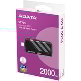 ADATA External SSD SC735 2 TB, Externe SSD schwarz/grau, USB-C 3.2 Gen 2 (10 Gbit/s)