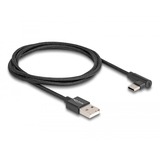 DeLOCK USB 2.0 Kabel, USB-A Stecker > USB-C Stecker schwarz, 1 Meter, gesleevt, 90° abgewinkelt