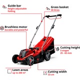 EINHELL Akku-Rasenmäher GE-CM 18/33 Li Kit, 18Volt rot/schwarz, Li-Ionen Akku 4,0Ah
