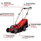 EINHELL Power X-Change Akku-Rasenmäher GE-CM 18/33 Li Kit, 18Volt rot/schwarz, Li-Ionen Akku 4,0Ah
