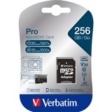 Verbatim Pro U3 256GB microSDXC, Speicherkarte schwarz, Class 10, UHS-I (U3), V30, 4K UHD