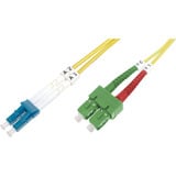 Digitus LWL Patchkabel, Duplex, LC (APC) > LC (PC) Stecker, Singlemode OS2 gelb, 3 Meter