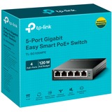TP-Link TL-SG105MPE, Switch schwarz, 5-Port-Gigabit-Easy-Smart-Switch mit 4 PoE+ Ports