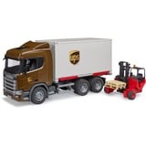 bruder 03582 Scania Super 560R Logistik LKW mit Mitnahmestapler, Modellfahrzeug 
