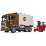 bruder 03582 Scania Super 560R Logistik LKW mit Mitnahmestapler, Modellfahrzeug 