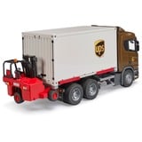 bruder 03582 Scania Super 560R Logistik LKW mit Mitnahmestapler, Modellfahrzeug 