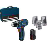 Bosch Akku-Bohrschrauber GSR 12V-15 Professional, 12Volt blau/schwarz, 1x Li-Ionen Akku 2,0Ah, 1x Li-Ionen Akku 4,0Ah, Bits & Bohrer