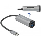DeLOCK 2 Port USB 3.2 Gen 1 Hub mit USB Type-C Anschluss und SD + Micro SD Slot, USB-Hub USB-C, SD, microSD