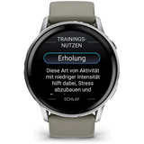 Garmin Venu 4 - 45 mm, Smartwatch schwarz/Silber, Silikon-Armband in grau