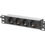 Digitus 10" Steckdosenleiste mit Aluminiumprofil, 4-fach, 1HE schwarz/aluminium, 2 Meter Kabel, Stecker Typ-C