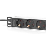 Digitus 10" Steckdosenleiste mit Aluminiumprofil, 4-fach, 1HE schwarz/aluminium, 2 Meter Kabel, Stecker Typ-C