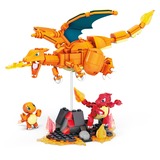Mattel MEGA Pokémon Glumanda Evolution Set, Konstruktionsspielzeug mit 3 Actionfiguren, 313 Teile