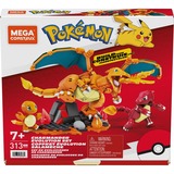 Mattel MEGA Pokémon Glumanda Evolution Set, Konstruktionsspielzeug mit 3 Actionfiguren, 313 Teile