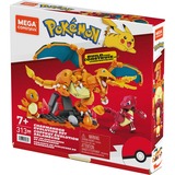 Mattel MEGA Pokémon Glumanda Evolution Set, Konstruktionsspielzeug mit 3 Actionfiguren, 313 Teile