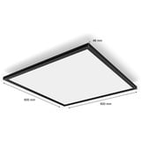 Philips White Ambiance Aurelle quadratische Panelleuchte XL, LED-Leuchte schwarz, inkl. Dimmschalter