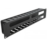 DeLOCK 19" Kabelmanagement Rangierpanel mit 4 Öffnungen, Kabelführung schwarz, 2 HE