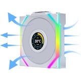 Lian Li UNI FAN SL120 LCD Wireless Reverse 3er-Pack inkl. Controller, Gehäuselüfter weiß, 124.5 mm