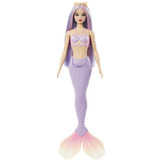 Mattel Barbie Meerjungfrau mit fliederfarbenem Haar und Schwanzflosse in violett, Puppe lavendel
