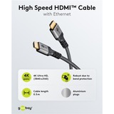 goobay Plus High-Speed-HDMI-Kabel mit Ethernet, 4K @ 60Hz grau, 0,5 Meter
