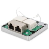 Digitus CAT.6A Datenanschlussdose, Aufputz, geschirmt, 2x RJ-45 silber, Konsolidierungsgehäuse