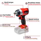 EINHELL Professional Akku-Schlagschrauber TP-CW 18 Li BL - Solo, 18Volt rot/schwarz, ohne Akku und Ladegerät