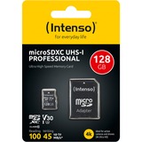 Intenso UHS-I Professional 128 GB microSDXC, Speicherkarte schwarz, UHS-I U3, Class 10