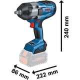 Bosch Professional PRO Akku-Schlagschrauber BITURBO GDS 18V-1000 Professional, 18Volt blau/schwarz, 2x Akku ProCORE18V 5,5Ah, 1/2", in L-BOXX