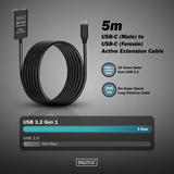 Digitus Aktives USB 3.2 Gen 1 Verlängerungskabel, USB-C Stecker > USB-C Buchse schwarz, 5 Meter, Repeater Kabel