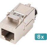 Digitus Keystone-Modul Cat. 8.1, geschirmt, 8 Stück silber, werkzeugfreier Montageanschluss