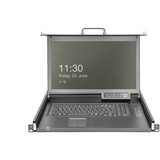 Digitus Modulare HD LCD KVM Konsole mit 17" TFT 1 Port VGA, KVM-Switch schwarz, deutsches Tastaturlayout, 1 Port VGA KVM-Anschluss, Touchpad
