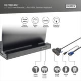 Digitus Modulare HD LCD KVM Konsole mit 17" TFT 1 Port VGA, KVM-Switch schwarz, deutsches Tastaturlayout, 1 Port VGA KVM-Anschluss, Touchpad