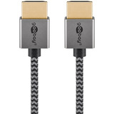 goobay Plus Slim High-Speed-HDMI-Kabel mit Ethernet, 4K @ 60Hz grau, 0,5 Meter