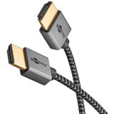 goobay Plus Slim High-Speed-HDMI-Kabel mit Ethernet, 4K @ 60Hz grau, 0,5 Meter