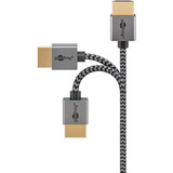 goobay Plus Slim High-Speed-HDMI-Kabel mit Ethernet, 4K @ 60Hz grau, 0,5 Meter