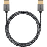 goobay Plus Slim High-Speed-HDMI-Kabel mit Ethernet, 4K @ 60Hz grau, 0,5 Meter