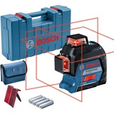 Bosch Professional Linienlaser GLL 3-80 Professional, Kreuzlinienlaser blau/schwarz, Koffer, rote Laserlinien