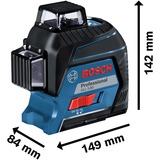Bosch Professional Linienlaser GLL 3-80 Professional, Kreuzlinienlaser blau/schwarz, Koffer, rote Laserlinien