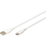 Digitus USB 2.0 Silikon-Anschlusskabel USB-A > USB-C weiß, 1 Meter, PD, Laden mit bis zu 60 Watt