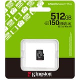 Kingston Canvas Select Plus 512 GB MicroSDXC, Speicherkarte schwarz, UHS-I U3, Class 10, V30
