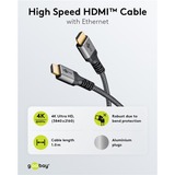 goobay Plus High-Speed-HDMI-Kabel mit Ethernet, 4K @ 60Hz grau, 5 Meter