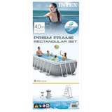 Intex Frame Pool Set Prism Quadra 400 x 200 x 100cm, Schwimmbad hellgrau/blau, Kartuschenfilteranlage ECO 604G