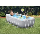 Intex Frame Pool Set Prism Quadra 400 x 200 x 100cm, Schwimmbad hellgrau/blau, Kartuschenfilteranlage ECO 604G