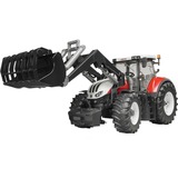 bruder 03181 Steyr 6300 Terrus CVT mit Frontlader, Modellfahrzeug weiß/rot