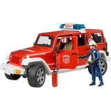 bruder Jeep Wrangler Unlimited Rubicon Feuerwehrfahrzeug mit Feuerwehrmann, Modellfahrzeug rot/weiß