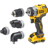 DEWALT Akku-Bohrschrauber DCD703L2T, 12Volt gelb/schwarz, 2x Li-Ion XR Akku 3Ah, 4 Wechselköpfe