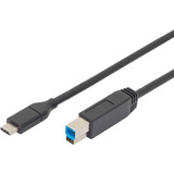 Digitus USB 3.2 Gen 1 Anschlusskabel USB-C > USB-B schwarz, 1,80 Meter, PD, Laden mit bis zu 3A