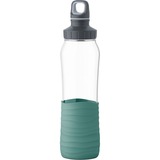 Emsa Drink2Go GLAS Trinkflasche 0,7 Liter transparent/petrol, Schraubverschluss