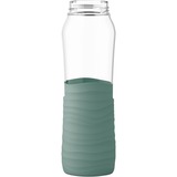 Emsa Drink2Go GLAS Trinkflasche 0,7 Liter transparent/petrol, Schraubverschluss