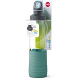 Emsa Drink2Go GLAS Trinkflasche 0,7 Liter transparent/petrol, Schraubverschluss